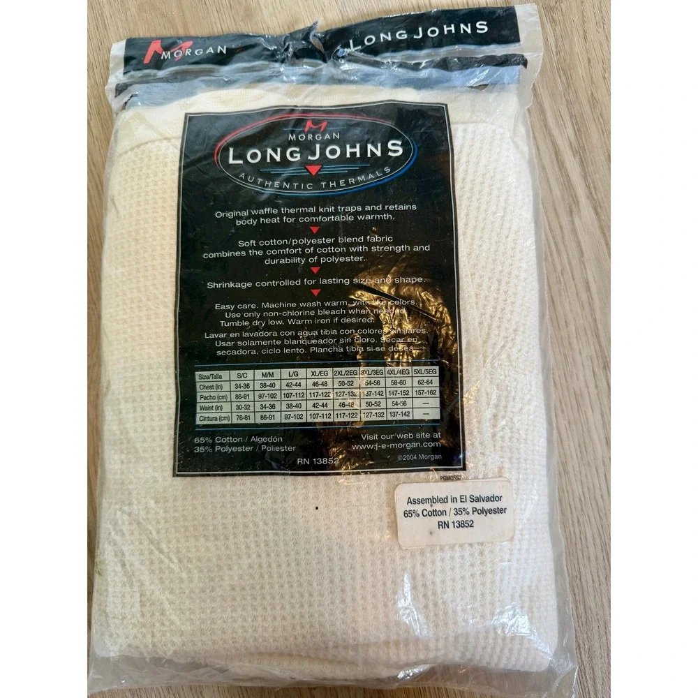 J.E. Morgan Mens Thermal Long‎ Johns Waffle Knit Bottoms Natural 4XL 54-56 NEW